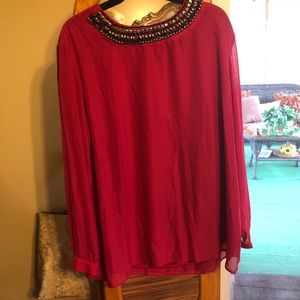 Long sleeve red dress top